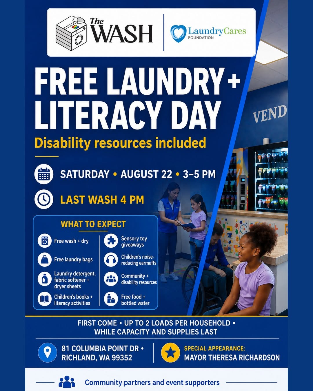 Free Laundry + Literacy Day Flyer