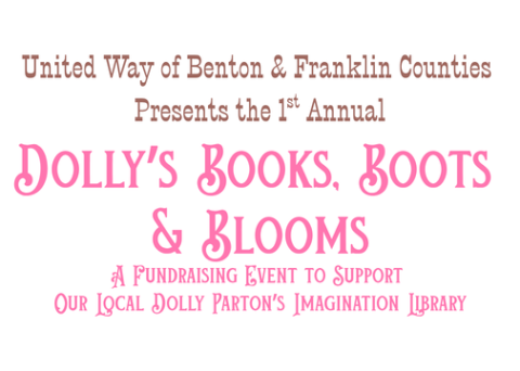 Dolly's Books, Boots, & Blooms Event Logo